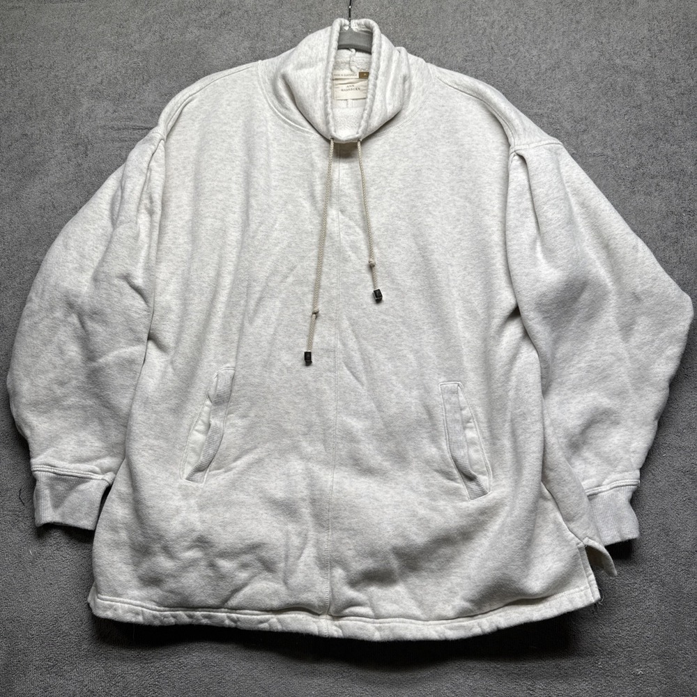 Ann Mashburn‎ White Gray Pullover Hoodie Women's M Lightweight Cotton Loungecore